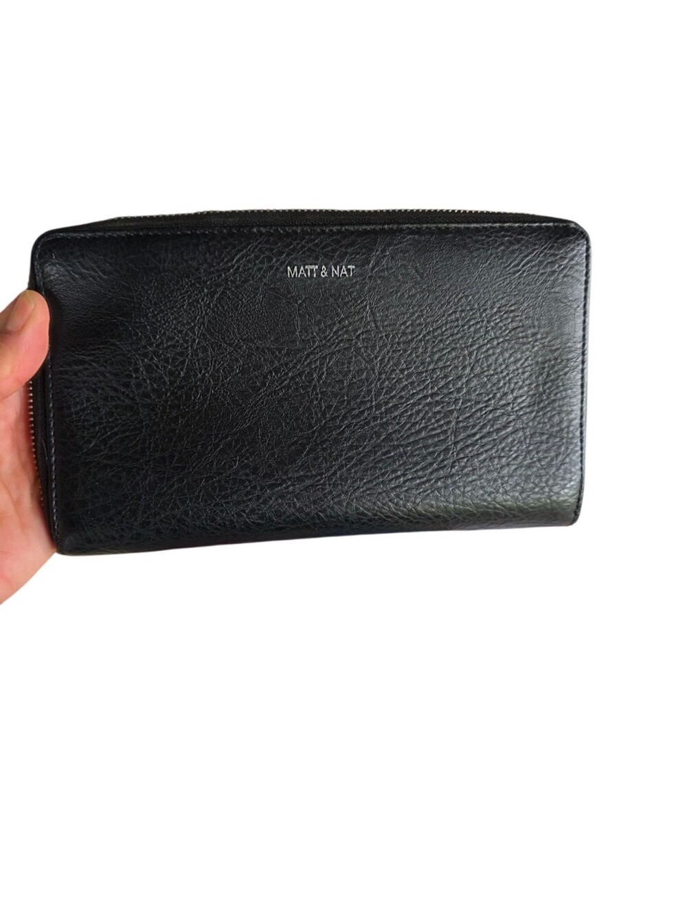 Matt & Nat Black Zip-Around Vegan Leather Men's Wallet